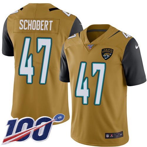 Jacksonville Jaguars #47 Joe Schobert Gold Youth Stitched NFL Limited Rush 100th Season Jersey